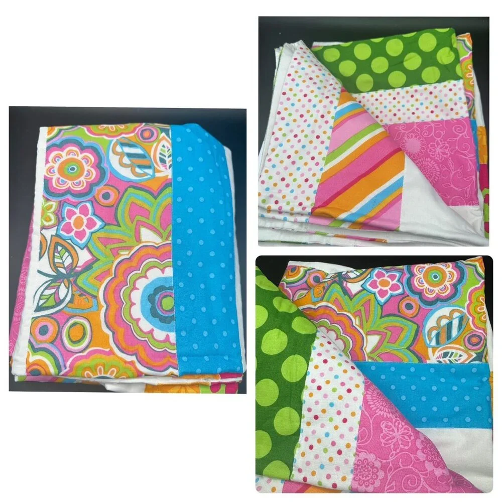 Boho Floral Baby Blanket Quilt Cotton Nursery Playmat 51” x 40” Bedding